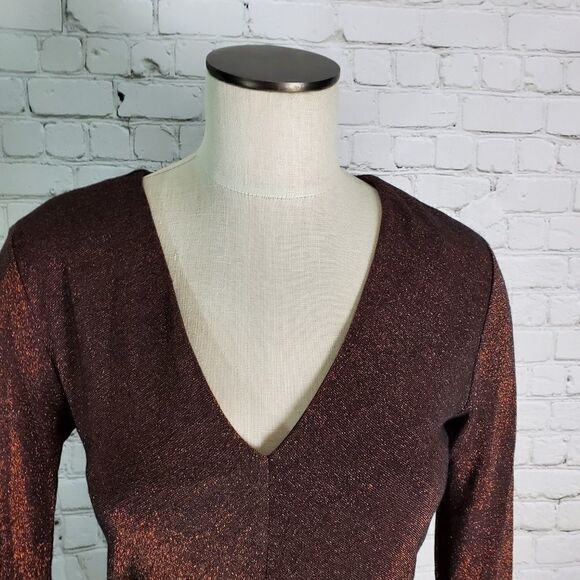 Ted Baker Front Twist Lizzey Dress Copper Metallic - Picture 4 of 8